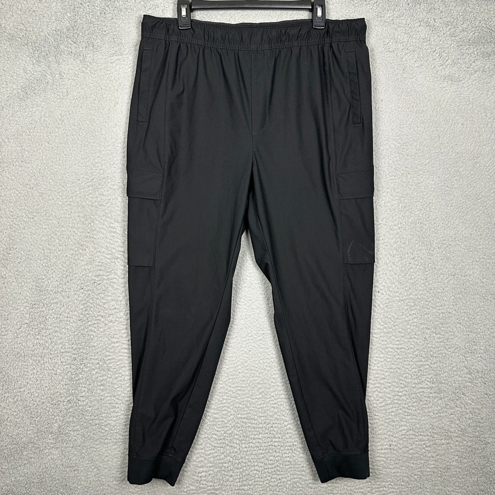 VRST Jogger Pants Mens XL Cargo Black Tapered Fit Performance Stretch Waist